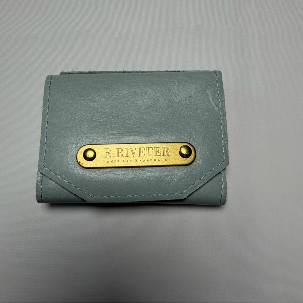 R.Riveter 1973  Leather Mini Wallet Teal/Seafoam NWOT